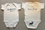 GRANITE guy Short Sleeve Light Grey/Navy Onesie