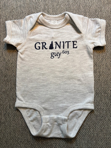 GRANITE guy Short Sleeve Light Grey/Navy Onesie