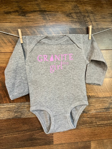 GRANITE girl Long Sleeve Grey Onesie